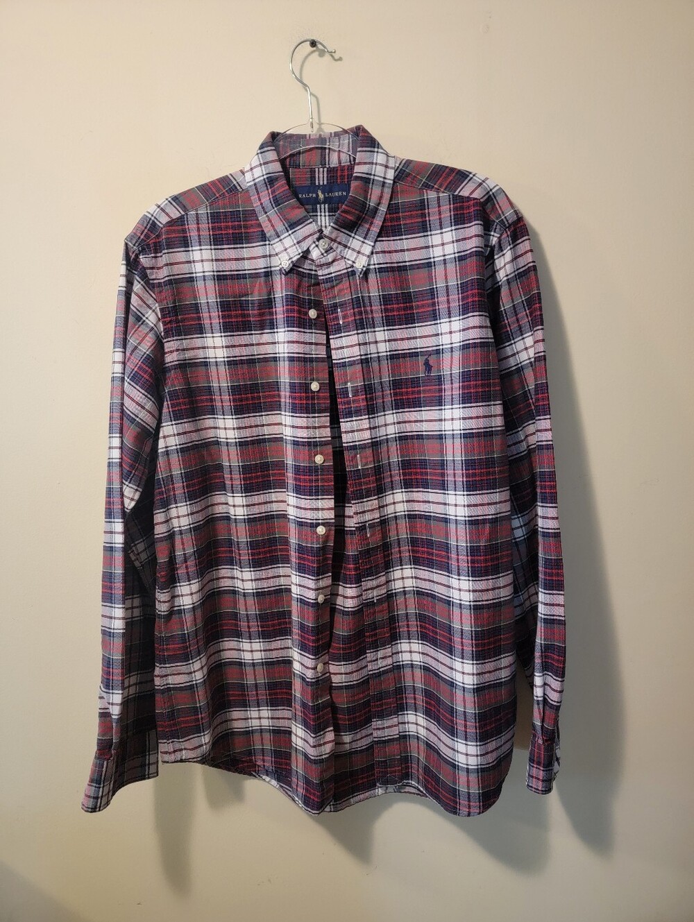 Polo Mens Plaid Button Down Shirt Sz L
